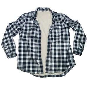 Eddie Bauer Plaid Sherpa‎ Lined Flannel Shirt Jacket Women's Medium
